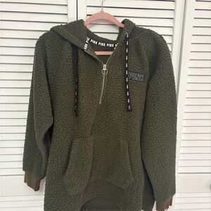 Victoria's Secret Olive Green Hoodie with Pink Accents